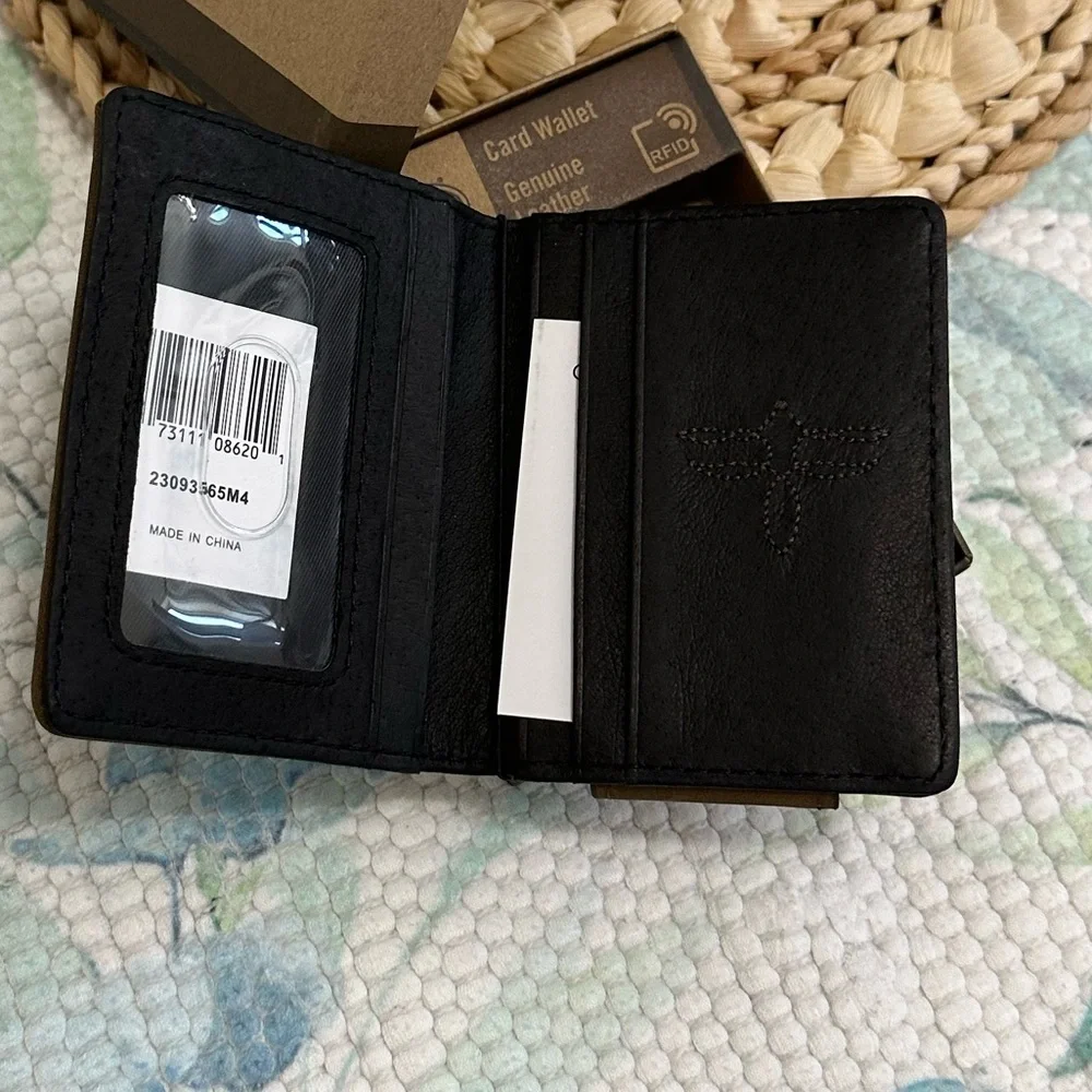 New Justin Boots Genuine Leather Card Wallet Tribal Western Colorful Embroidery